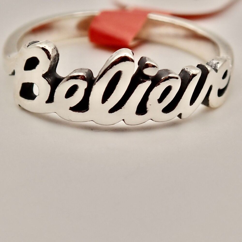 NEW Retired James Avery Believe Script Ring 9 Sterling Silver Band 925 Cursive - Picture 4 of 4